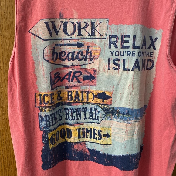 “5/$20” Island Time Mackinac Island pink sleeveless summer vacation shirt - Picture 4 of 4